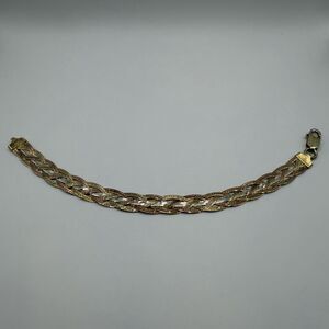 925 Sterling Silver Tri Color Vermeil Braided Bracelet 7.75" 10.6g Diamond Cut
